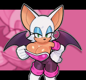 anthro armwear big_breasts bodysuit boots breasts cleavage clothed clothing elbow_gloves female footwear gloves green_eyes hair handwear legwear looking_at_viewer shoes skinsuit solo thigh_boots thigh_highs tight_clothing white_hair wings champchidi sega sonic_the_hedgehog_(series) rouge_the_bat bat mammal hi_res