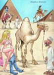 blonde_hair clothing desert fatty_humps female group hair headdress headgear headwear humor male pyramid religious_clothing religious_headwear robe thawb turban underwear carlos_prieto camel camelid dromedary human mammal comic