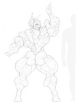 ambiguous_gender anthro back_muscles big_muscles flexing flexing_bicep huge_muscles hyper hyper_muscles line_art_only muscular muscular_butt solo hutska_(artist) bat mammal full-length_portrait hi_res monochrome portrait