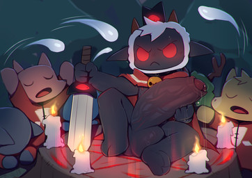 ambiguous_gender anthro antlers balls barefoot bell bent_over big_balls big_eyes big_penis black_balls black_penis blush bodily_fluids body_worship candle candlelight chibi cloak clothed clothed/nude clothing crown cult dark dripping erection eyes_closed feet fire firelight foreskin forest frown fur genital_fluids genitals glans glowing glowing_eyes group headgear horn huge_balls huge_penis humanoid_genitalia humanoid_penis hyper hyper_balls hyper_genitalia hyper_penis kneeling light long_penis looking_at_viewer magic male male/ambiguous melee_weapon night nipples nude occult_symbol open_mouth outside penis pentagram pink_glans plant praying precum precum_drip red_sclera robe sitting small_but_hung soles sweat sword symbol thick_penis tongue tree tree_stump tuft vein veiny_penis weapon wool_(fur) cydonia_xia cult_of_the_lamb massive_monster_(studio) follower_(cult_of_the_lamb) lamb_(cult_of_the_lamb) red_crown_(cult_of_the_lamb) ambiguous_species bovid canid canine caprine domestic_pig felid feline fox mammal sheep suid suine sus_(pig) 2022 absurd_res hi_res