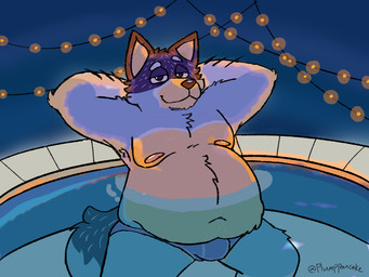 belly belly_overhang bulge clothing male moobs obese obese_male overweight overweight_male seductive solo underwear plumppancake bluey_(series) bandit_heeler 4:3 hi_res