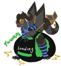 3_toes 4_fingers ambiguous_gender anthro armwear back_wings black_body black_tail blue_clothing blue_shirt blue_tank_top blue_topwear blush blush_lines claws clothed clothing diaper excessive_feces feces feet finger_claws fingers hand_on_diaper hyper hyper_feces hyper_soiling legwear markings open_mouth pattern_armwear pattern_clothing pattern_legwear pattern_stockings pooping shirt simple_background soiled_diaper soiling soiling_diaper solo sound_effects standing stockings striped_armwear striped_clothing striped_legwear striped_markings striped_stockings striped_tail stripes tail tail_markings tank_top text thigh_highs toe_claws toes topwear touching_diaper unclean_diaper used_diaper wearing_diaper white_background wings pail_puppy_(artist) innocentenough nintendo pokemon lupi_(innocentenough) flygon generation_3_pokemon pokemon_(species) english_text full-length_portrait portrait