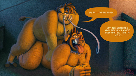anal anal_penetration anthro anthro_on_anthro anthro_penetrated anthro_penetrating anthro_penetrating_anthro bound brown_body brown_fur collar dialogue dominant dominant_male duo facial_piercing fur hair humanoid_hands leash leash_pull male male/male male_penetrated male_penetrating male_penetrating_male nose_piercing nose_ring nude open_mouth outside overweight overweight_anthro overweight_male penetration piercing ring_piercing rope sex speech_bubble submissive submissive_male text tongue tongue_out tusks mayku mayku_(character) mammal suid suine sus_(pig) wild_boar 16:9 2021 english_text hi_res widescreen