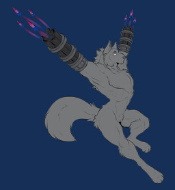 anthro biped bisexual_pride_colors bullet digitigrade empty_eyes fur gatling_gun grey_body grey_fur gun gun_arm lgbt_pride machine_gun male metallic_body midair minigun mouthless neck_tuft pride_colors ranged_weapon round_ears shooting shooting_gun simple_background solo transparent_background tuft weapon weapon_arm wirwik metallic_wolfstorm canid canine canis elemental_creature mammal metal_creature mineral_fauna wolf absurd_res alpha_channel hi_res