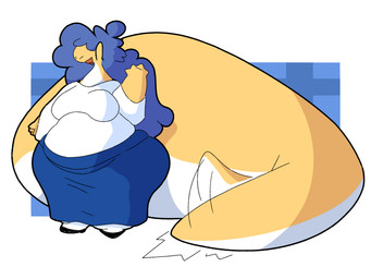 anthro belly big_belly big_breasts big_tail blue_bottomwear blue_clothing blue_hair blue_skirt bottomwear breasts cankles clothing eyes_closed female gesture hair huge_tail hyper hyper_tail long_hair long_skirt long_tail obese obese_female overweight overweight_female skirt smile solo standing stomping tail waving waving_at_viewer white_belly white_blouse wide_hips yellow_body ltoo mythology ltoo_(sona) dragon mythological_creature mythological_scalie scalie 2026 4:3 absurd_res hi_res