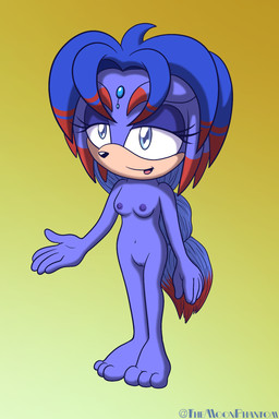 adolescent anthro areola biped black_nose blue_body blue_eyes blue_hair breasts countershade_face countershading dreadlocks female forehead_gem gem genitals hair half-closed_eyes long_hair narrowed_eyes navel nipples nude open_mouth plantigrade simple_background small_breasts solo tan_body tan_countershading tongue vulva young young_anthro young_female shadowwalk sega sonic_the_hedgehog_(series) echidna mammal monotreme 2025 2:3 hi_res