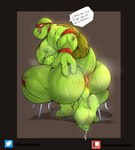 anthro anus balls big_balls big_penis bodily_fluids genital_fluids genitals male musk penis precum presenting solo spreading sweat choco_bunbun teenage_mutant_ninja_turtles raphael_(tmnt) reptile scalie turtle absurd_res hi_res