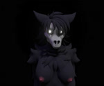 anthro big_breasts black_body black_fur bone bouncing_breasts breasts female fur glowing glowing_eyes hair looking_at_viewer nipples nude presenting presenting_breasts simple_background skull skull_head solo the_texorcist scp_foundation scp-1471-a canid canine malo mammal 3d_(artwork) 3d_animation animated digital_media_(artwork) hi_res no_sound short_playtime webm