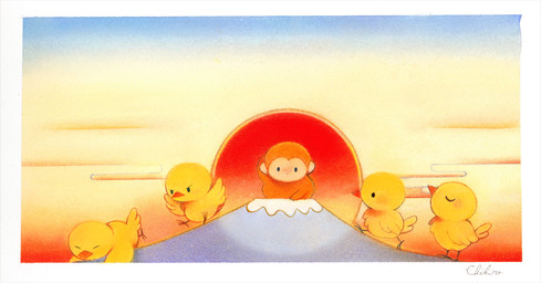 ambiguous_gender beak black_eyes brown_body cloud eyes_closed feral group mountain sun sunset tan_body tuft walking bunnbuk avian bird chicken galliform haplorhine mammal monkey phasianid primate signature
