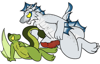 animal_genitalia anthro duo erection female genitals knot male male/female nude penis simple_background size_difference smile tail teeth vulva white_background yellow_eyes trout_(artist) mythology dragon kobold mythological_creature mythological_scalie scalie 2016 aliasing digital_media_(artwork)