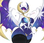 black_clothing black_legwear black_stockings breasts clothing female huge_thighs legwear pokemorph solo stockings thick_thighs togetoge game_freak nintendo pokemon generation_7_pokemon humanoid legendary_pokemon lunala pokemon_(species) absurd_res hi_res