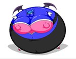 anthro armor belly belly_expansion big_belly big_breasts big_cheeks big_nipples black_bodysuit black_clothing black_skinsuit blue_body blue_ears blue_eyes blue_inner_ear blueberry_inflation body_inflation bodysuit breast_expansion breastplate breasts cheek_expansion clothing expansion eyelashes female footwear gloves handwear huge_belly huge_breasts huge_nipples hyper hyper_belly hyper_breasts hyper_inflation hyper_nipples immobile inflation navel nipple_outline nipples pink_breastplate purple_wings round_body shoes skinsuit solo spherical_inflation three-quarter_view tight_clothing white_clothing white_footwear white_gloves white_handwear white_shoes wings enigma20xx sega sonic_the_hedgehog_(series) rouge_the_bat bat mammal cel_shading colored digital_media_(artwork) shaded