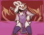 anthro balls biped clothing fur genitals hair horn jewelry kneeling legwear male male_anthro necklace solo thigh_highs translucent translucent_clothing white_body white_fur white_hair lawyerdog undertale undertale_(series) asriel_dreemurr boss_monster_(undertale) bovid caprine goat mammal 2025 digital_media_(artwork)