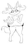 anthro black_and_white box_(hajimeyou654) braixen cheek_tuft digitigrade dipstick_tail facial_tuft featureless_crotch female fist flat_chested generation_6_pokemon hi_res huge_hips inner_ear_fluff looking_at_viewer markings monochrome nintendo pigeon_toed pokemon pokemon_(species) smile solo tail tail_markings thick_thighs tuft wide_hips