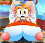 anthro areola big_areola big_breasts big_nipples breasts duo erect_nipples exclamation_point female first_person_view huge_areola huge_breasts huge_nipples male male_pov nipples puffy_areola puffy_nipples solo_focus text slickehedge sega sonic_the_hedgehog_(series) cream_the_rabbit lagomorph leporid mammal rabbit 2016 english_text hi_res