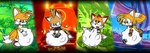 abdominal_bulge anthro belly_grab facial_markings group head_markings male markings robotic_arm vore young young_anthro young_male anthonyazxmn netflix sega sonic_prime sonic_the_hedgehog_(series) mangey_(sonic_prime) miles_prower sails_tails tails_nine canid canine fox mammal hi_res