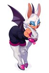 anthro breasts brown_body clothed clothing eyelashes female green_eyes hand_on_face membrane_(anatomy) membranous_wings simple_background solo wings nagainosfw sega sonic_the_hedgehog_(series) rouge_the_bat bat mammal 2023 absurd_res digital_media_(artwork) hi_res