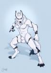 animal_genitalia anthro balls blue_background claws fully_sheathed genitals looking_at_viewer male muscular muscular_anthro muscular_male nude sheath simple_background solo toe_claws shamerli wolfy_(bigwhitewolfballs) canid canine canis mammal wolf 2019 hi_res signature