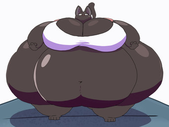 anthro belly belly_jiggle big_belly big_breasts big_butt black_body black_ears black_tail breast_jiggle breasts butt butt_jiggle clothing female front_view grey_inner_ear huge_belly huge_breasts huge_butt hyper hyper_belly hyper_breasts hyper_butt jiggling morbidly_obese morbidly_obese_anthro morbidly_obese_female navel obese obese_anthro obese_female overweight overweight_anthro overweight_female pink_eyes pink_nose shirt sidewalk simple_background snaggle_tooth solo tail topwear walking white_background white_clothing white_shirt white_topwear adansin katy_(adansin) domestic_cat felid feline felis mammal 2024 2d_animation 4:3 animated cel_shading colored digital_media_(artwork) loop shaded short_playtime