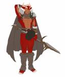 anthro armor big_bulge bulge clothed clothing horn looking_at_viewer male muscular muscular_anthro muscular_male solo standing autumm_airwave mythology dragon mythological_creature mythological_scalie scalie digital_drawing_(artwork) digital_media_(artwork) hi_res