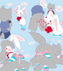 anal anal_penetration anthro armless beverage_can blush bodily_fluids bow_ribbon clothing cum cum_in_ass cum_in_vagina cum_inside dialogue double_penetration faceless_character faceless_male fellatio female footwear fur genital_fluids genitals group humanoid_genitalia humanoid_penis legwear long_ears long_tongue lying male male/female on_back oral pattern_clothing pattern_footwear pattern_legwear pattern_socks penetration penile penis pink_body pink_fur red_eyes saliva sex sharp_teeth smile socks speech_bubble striped_clothing striped_footwear striped_socks stripes teeth text tongue trio vaginal vaginal_penetration snazzle_snapp lagomorph mammal 2026 digital_drawing_(artwork) digital_media_(artwork) english_text hi_res