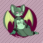 anthro breasts female fluffy fluffy_ears fluffy_hair green_body hair nipple_piercing nipples piercing pink_eyes pose sitting smile solo spread_wings thick_thighs wings tkupbook matcha_(tkupbook) bat mammal 1:1 hi_res pinup