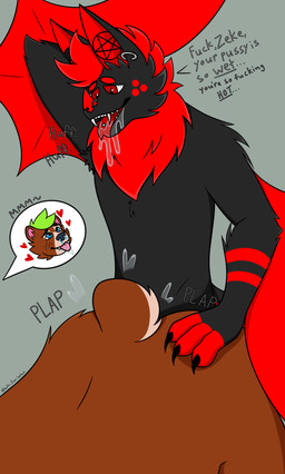 anthro bodily_fluids chest_tuft drooling duo ear_piercing facial_piercing hand_behind_head male male/male nose_piercing nub_tail overweight overweight_anthro overweight_male penetration penile penile_penetration penis_in_vagina piercing saliva satanic tuft vaginal vaginal_penetration wings levisatanic levi_(levisatanic) bat bear leaf-nosed_bat mammal microbat vampire_bat yangochiropteran absurd_res hi_res trans_(lore) trans_man_(lore)