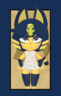 anthro clothed clothing female fur genitals headgear headwear looking_at_viewer mostly_nude partially_clothed solo standing vulva yellow_body yellow_fur synfulart animal_crossing nintendo ankha_(animal_crossing) domestic_cat felid feline felis mammal 2020 alpha_channel dated hi_res lineless signature