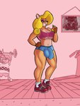 balls_outline big_breasts blonde_hair breasts bulge detailed_bulge duo eating genital_outline green_eyes gynomorph hair intersex lips midriff navel penis_outline solo_focus kyrie_eleison activision crash_bandicoot_(series) doctor_n._gin tawna_bandicoot bandicoot mammal marsupial 3:4 hi_res