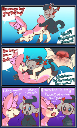 all_fours anus ass_up blush bodily_fluids clitoris cum cum_on_face doggystyle duo ellipsis erection eyes_closed female female_penetrated feral from_behind_position genital_fluids genitals heterochromia hooves kissing male male/female male_penetrating male_penetrating_female nude orgasm penetration penile penile_penetration penis penis_in_vagina purple_eyes raised_tail saliva saliva_string sex sweat tail text tongue tongue_out vaginal vaginal_fluids vaginal_penetration vulva whimsydreams nintendo pokemon deer deerling generation_5_pokemon generation_6_pokemon ghost mammal phantump pokemon_(species) shiny_pokemon spirit spring_deerling comic english_text hi_res