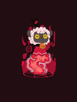 1_eye 2_horns 4_fingers ambiguous_gender anthro bell bell_collar black_background black_body black_collar black_fur black_nose brown_horn cape circle_eyebrows closed_frown clothing collar crown duo eyebrow_through_hair eyebrows fingers frown fur furrowed_brow furrowed_eyebrows hair headgear horizontal_pupils horn larger_anthro larger_male light limbless magic male male_anthro midair mouth_closed no_eyebrows occult_symbol pentagram pupils red_cape red_clothing red_eyes short_horn simple_background size_difference slit_pupils small_horn small_nose smaller_ambiguous smoke symbol translucent translucent_hair white_body white_fur white_pupils wings wool_(fur) yellow_eyes vampkettleartz cult_of_the_lamb massive_monster_(studio) lamb_(cult_of_the_lamb) red_crown_(cult_of_the_lamb) animate_inanimate bovid caprine living_crown mammal sheep 2022 absurd_res colored digital_drawing_(artwork) digital_media_(artwork) english_description hi_res lighting shaded