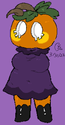 anthro armless belly biped breasts cheek_spots clothed clothing eyelashes female food footwear for_a_head fruit hair holidays hollow_eyes jack-o'-lantern leaf leaf_hair mouthless navel_outline not_furry orange_body overweight plant plant_hair pseudo_hair pumpkin pumpkin_head purple_clothing robe robe_only shoes shortstack shortstack_female simple_background solo vexedcalyx halloween lumina_(vexedcalyx) elemental_creature flora_fauna object_head 2023 colored digital_drawing_(artwork) digital_media_(artwork) model_sheet