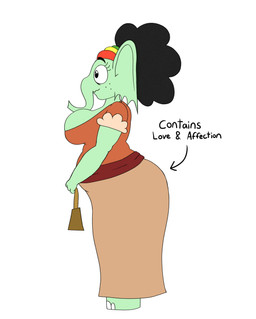 anthro big_breasts big_butt breasts butt female freckled_face freckles side_view slightly_chubby solo text marcodile evil_container kiyana_(marcodile) elephant elephantid mammal proboscidean absurd_res english_text hi_res meme