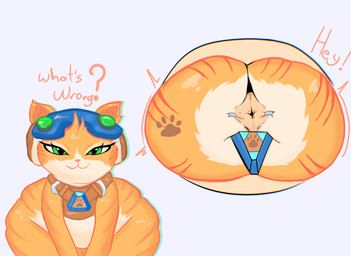 anal_only anus anus_focus big_butt butt female feral front_view fur green_eyes nude nude_female orange_body orange_fur presenting presenting_hindquarters rear_view solo spread_anus spread_butt spreading deardeus blizzard_entertainment overwatch fika_(overwatch) domestic_cat felid feline felis mammal absurd_res hi_res