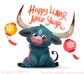 ambiguous_gender black_body black_fur blush brown_eyes feral fur grey_body grey_fur holidays horn lamp lantern looking_at_viewer paper_lantern simple_background smile solo text white_background piper_thibodeau chinese_new_year chinese_zodiac year_of_the_ox bovid bovine cattle mammal 2021 digital_media_(artwork) digital_painting_(artwork) english_text painting_(artwork) shaded url