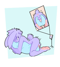 anthro anus balls butt cellphone electronics erection fur genitals grinding male masturbation narrowed_eyes nude open_mouth penis perineum phone pillow pillow_humping prone_masturbation purple_body purple_fur smartphone solo tapering_penis xing1 lagomorph leporid mammal rabbit hi_res