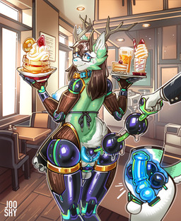 ambiguous_gender anal anal_bead_pull anal_beads anal_beads_in_ass anal_penetration animal_dildo animal_sex_toy anthro antlers anus balls bell bell_collar big_breasts black_hair blue_collar blue_eyes blue_nipples breasts cake chastity_cage chastity_device collar cybernetic_arm cybernetic_leg cybernetic_limb cybernetics dessert dildo dildo_in_vagina dildo_insertion disembodied_hand double_penetration duo equine_dildo eyewear food fur genitals glasses green_body green_fur hair herm horn intersex machine multicolored_body nipples object_in_ass pancake penetration puffy_anus serving_tray sex_toy sex_toy_in_ass sex_toy_in_vagina sex_toy_insertion tail vaginal vaginal_penetration vulva wearing_glasses white_body white_fur wood jooshy mintybutt_galaxy_wizard cyborg deer mammal new_world_deer reindeer 2026 absurd_res hi_res