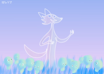 ambiguous_gender anthro biped cubism grass group meadow plant white_line_art 10ne-v disney pixar soul_(pixar) spirit absurd_res colored_line_art digital_drawing_(artwork) digital_media_(artwork) hi_res line_art