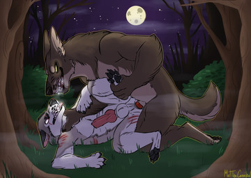 anal anal_penetration animal_genitalia animal_penis anthro anthro_on_anthro anthro_penetrated anthro_penetrating anthro_penetrating_anthro anus balls black_body black_fur blood_on_arm blood_on_chest blood_on_leg brown_body brown_fur canine_genitalia canine_penis detailed_background duo erection facial_scar fur genitals grass grey_body grey_fur kneeling knot knotted_penis leg_glider_position lying male male/male male_anthro male_penetrated male_penetrating male_penetrating_male moon night nude nude_anthro nude_male on_back open_mouth open_smile outside pawpads penetration penile penile_penetration penis penis_in_ass pink_penis plant raised_leg red_penis scar sex sheath smile spread_legs spreading tail tan_body tan_fur teeth tongue tongue_out tree white_body white_fur yellow_eyes meldritchhorror mythology nematious_(character) canid canine canis mammal mythological_canine mythological_creature werecanid werecanine werecreature werewolf wolf 2016