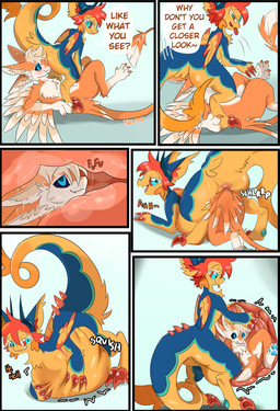 abdominal_bulge anal anal_vore andromorph anthro anus dialogue duo feral internal intersex male male/male same_size_vore simple_background vore mythology draggy_(draggysmut) koiju avali dragon mythological_creature mythological_scalie scalie 2026 absurd_res comic hi_res