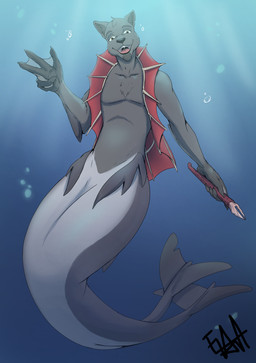 anthro_merfolk male solo split_form ergoruz mermay aquatic hybrid merfolk absurd_res hi_res