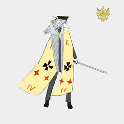 alternate_costume anthro blue_body bone_frill bottomwear clothed clothed_anthro clothed_female clothing coat_of_arms feathered_wings feathers female footwear frill_(anatomy) frown grey_background grey_body grey_feathers grey_hair hair hat head_turned headgear headwear holding_melee_weapon holding_object holding_sword holding_weapon long_hair looking_aside markings melee_weapon military_uniform orange_eyes pants pose rear_view robe shoes simple_background solo standing striped_markings stripes sword uniform weapon wings dumacukr(d5214) goodbye_volcano_high highfleet_(game) ko_op_(game_developer) fang_(gvh) prehistoric_species pterosaur reptile scalie 1:1 absurd_res colored full-length_portrait hi_res portrait