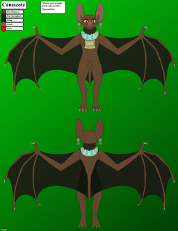 anthro balls bat_ears bat_tail brown_body brown_fur claws color_swatch ear_piercing ear_ring feet fur genitals gold_(metal) gold_jewelry jewelry jewelry_only male membrane_(anatomy) membranous_wings necklace nude nude_anthro nude_male penis piercing red_eyes ring_piercing simple_background solo standing tail teeth text toe_claws winged_arms wings leinglo american_mythology mayan_mythology mesoamerican_mythology mythology camazotz bat deity leaf-nosed_bat mammal microbat mythological_creature spectral_bat yangochiropteran digital_media_(artwork) hi_res model_sheet pixel_(artwork)