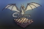 3:2 ambiguous_gender black_body black_skin chess claws digital_media_(artwork) dragon feral group hi_res horn klifflod mythological_creature mythological_scalie mythology scalie simple_background size_difference sketch solo_focus spread_wings tail wings