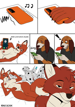 anthro anthrofied black_nose blood bodily_fluids breasts brown_body brown_fur butt cellphone cum cum_from_ass cum_from_vagina cum_in_ass cum_in_vagina cum_inside dialogue electronics erection female fur genital_fluids genitals group male male/female male/male markings navel nipples nosebleed nude nude_anthro nude_female nude_male penis phone red_body red_fur smartphone spots spotted_body spotted_fur text vulva white_body white_fur kingdorkster 101_dalmatians disney the_fox_and_the_hound copper_(tfath) perdita pongo tod_(tfath) vixey_(tfath) bloodhound canid canine canis dalmatian domestic_dog fox hunting_dog mammal red_fox scent_hound true_fox absurd_res comic english_text hi_res multiple_scenes
