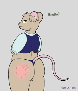 anthro big_butt brown_body butt butt_slap clothed clothing male simple_background slap slightly_chubby solo spank_marks spank_marks_on_ass spanking tail thong topwear underwear vest not-a-fox mammal murid murine rat rodent digital_media_(artwork)