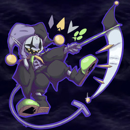 black_eyes black_paws blue_body clothed clothing clubs_(suit) diamonds_(suit) fool's_hat footwear gloves handwear hat headgear headwear hearts_(suit) holding_face jester male melee_weapon pointy_ears polearm scythe sharp_teeth shoes solo spades_(suit) suit_symbol tail teeth tongue tongue_out weapon yellow_teeth knil_(artist) deltarune undertale_(series) jevil_(deltarune) darkner humanoid imp 1:1 hi_res