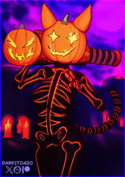 anthro female food for_a_head fruit plant pumpkin pumpkin_head solo tail darkito420 epic_games fortnite spice_(fortnite) domestic_cat felid feline felis mammal object_head digital_media_(artwork) hi_res