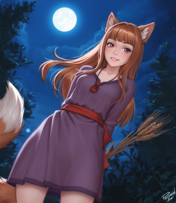 breasts brown_hair brown_tail clothed clothed_female clothed_humanoid clothing cloud female front_view hair inner_ear_fluff looking_at_viewer moon night outside red_eyes sky smile solo star tail tuft personalami spice_and_wolf holo_(spice_and_wolf) animal_humanoid canid canid_humanoid canine canine_humanoid canis humanoid mammal mammal_humanoid wolf wolf_humanoid 2025 digital_drawing_(artwork) digital_media_(artwork) hi_res