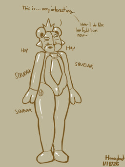 after_transformation anthro bulge confusion crown dialogue glistening glistening_body hands_to_side headgear inflation_valve intrigued looking_at_self looking_down male onomatopoeia pool_float pool_toy seam_(sewing) solo sound_effects text honeybud twinkie_(honeybud) bear mammal english_text hi_res line_art